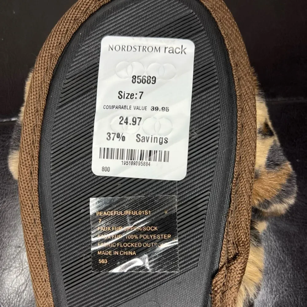 Steve Madden Fur Slippers Women Leopard Print Criss Cross Slippers Sandals Sz 7 - Picture 11 of 11